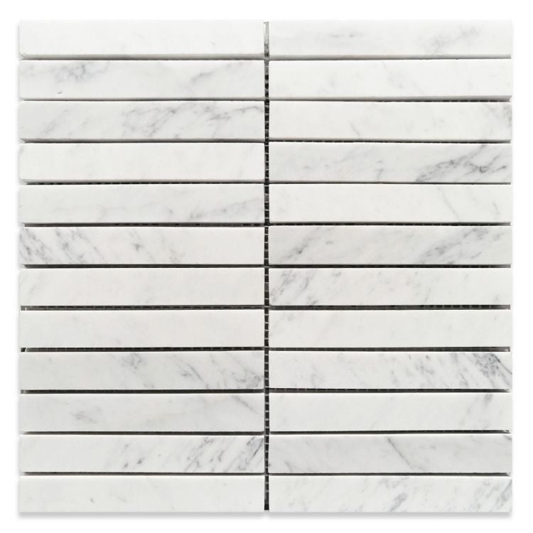 Carrara Marble Honed Slot Mosaic Tile Tilehouz