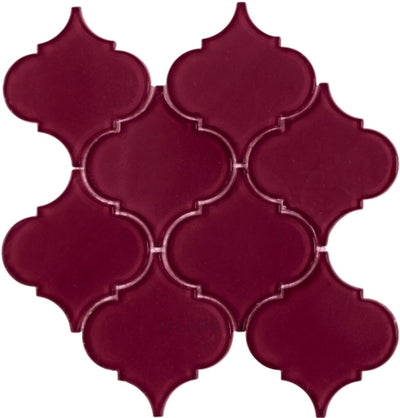 Arabesque Purple Red 10 X 10.5 Glass Mosaic Tile