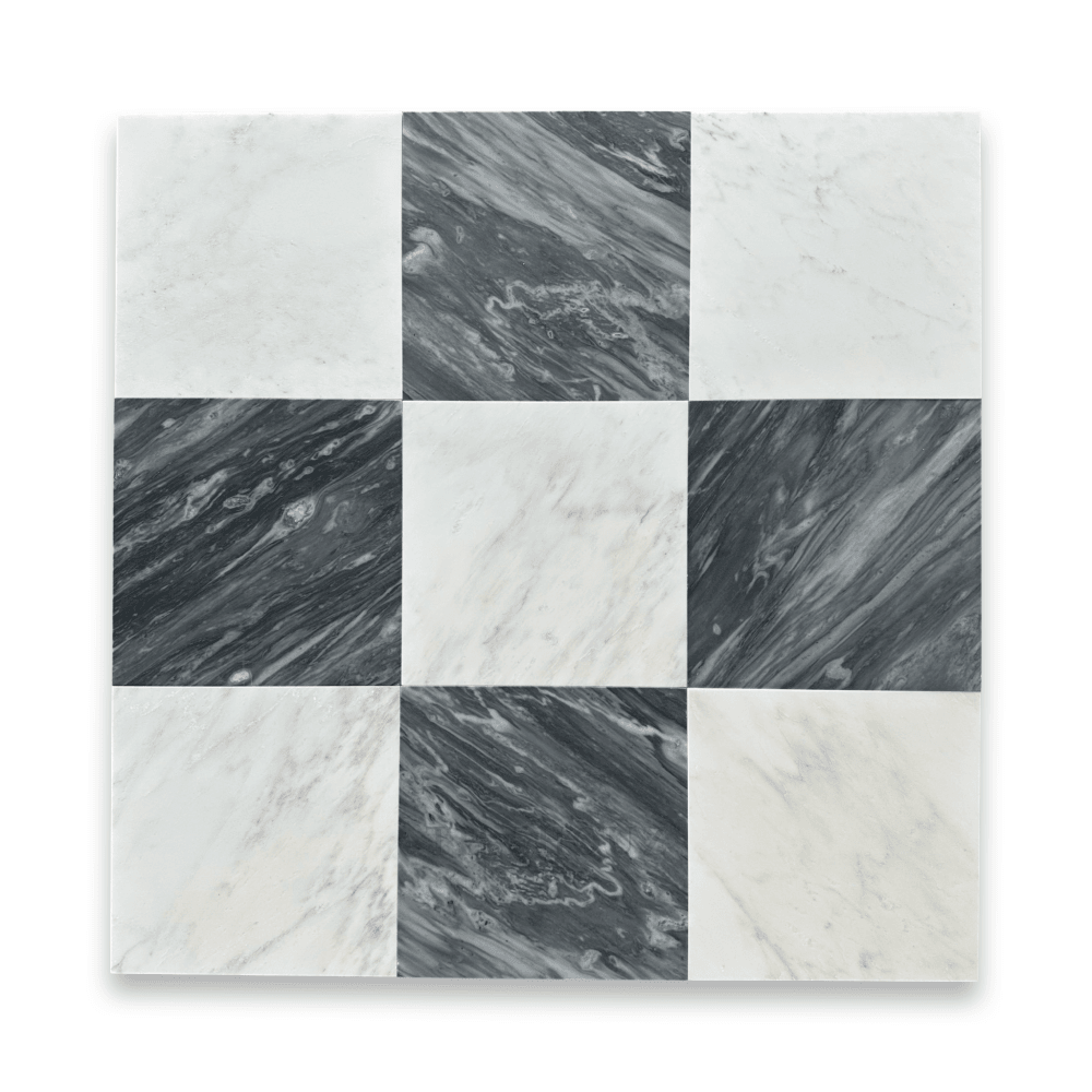 Checkerboard Marble Tile Bardiglio Nuvolato & Asian Statuary – Tilehouz