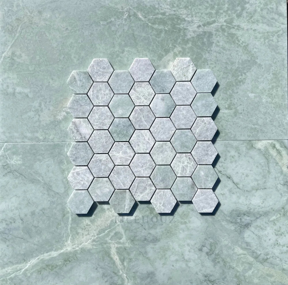 Ming Green Marble 2” Hexagon Mosaic Polished Tilehouz