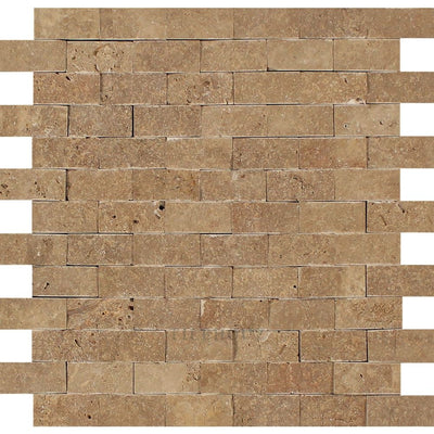 1 X 2 Split-Faced Noce Travertine Brick Mosaic Tile Tiles
