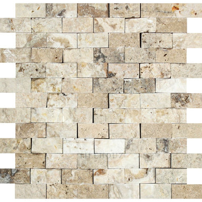 1 X 2 Split-Faced Philadelphia Travertine Brick Mosaic Tile Tiles