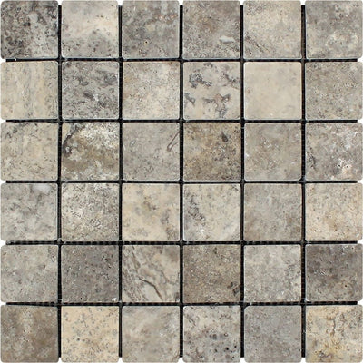 2 X Tumbled Silver Travertine Mosaic Tile Tiles