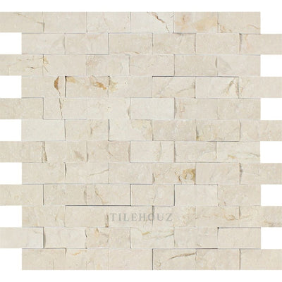 Crema Marfil 1 X 2 Split-Faced Marble Brick Mosaic Tile Tiles