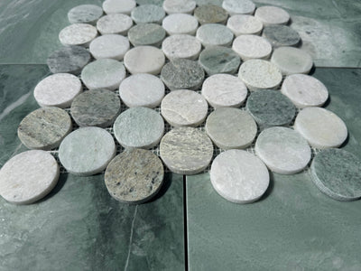 Ming Green Marble Large 2” Penny Mosaic