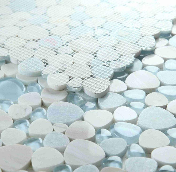 Peach Sky 12 x 12 Marble and Glass Mosaic