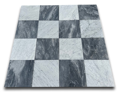 Checkerboard Marble Tile Carrara & Bardiglio Nuvolato