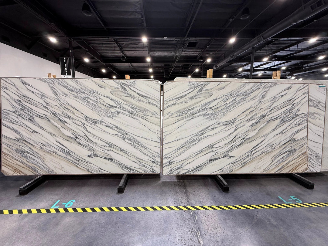 ARABESCATO CORCHIA marble slab, honed finish, 116 x 71 in, 3/4 in thick; two slabs on display.