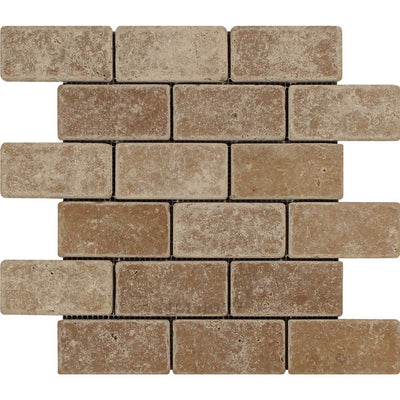 3 X 4 Tumbled Noce Travertine Brick Mosaic Tile Tiles
