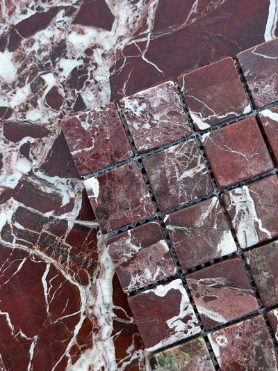 Rosso Levanto Marble 1 3/8 x 1 3/8 Square Mosaic-Tumbled