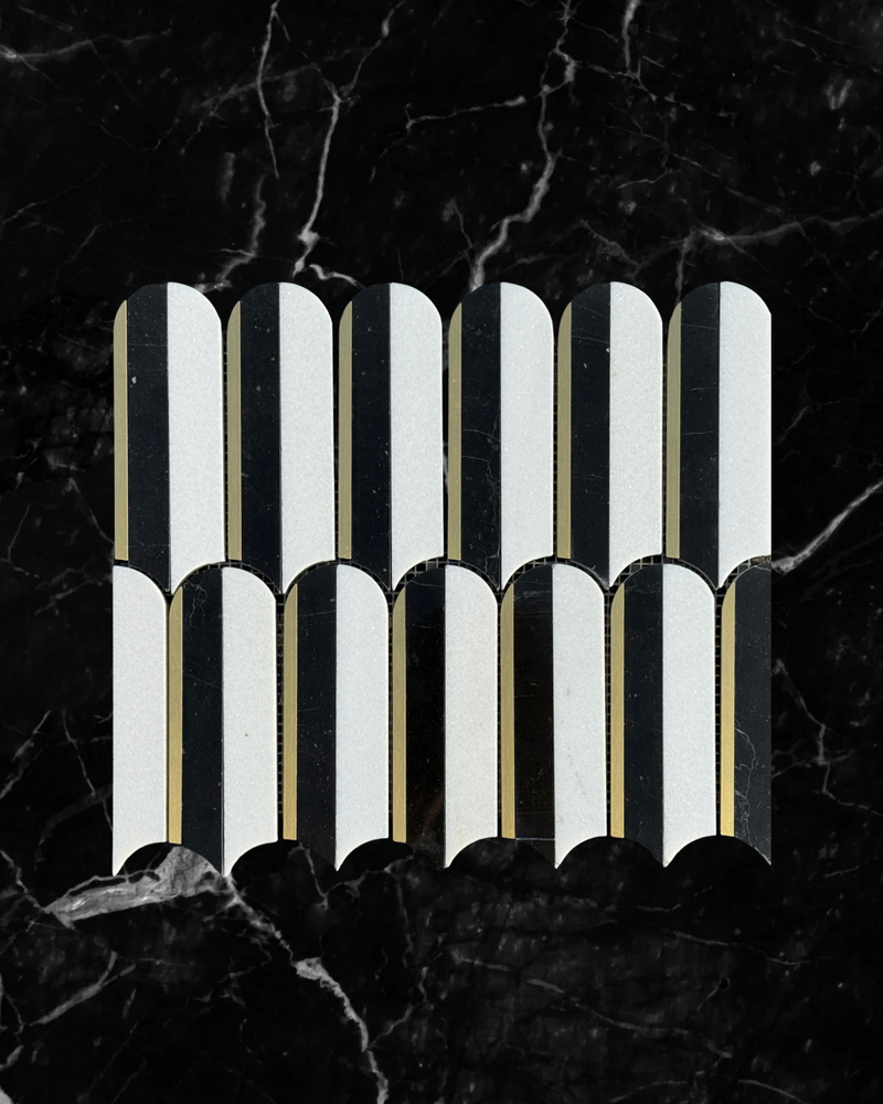 Piano Black Mosaic w/Brass Inlays