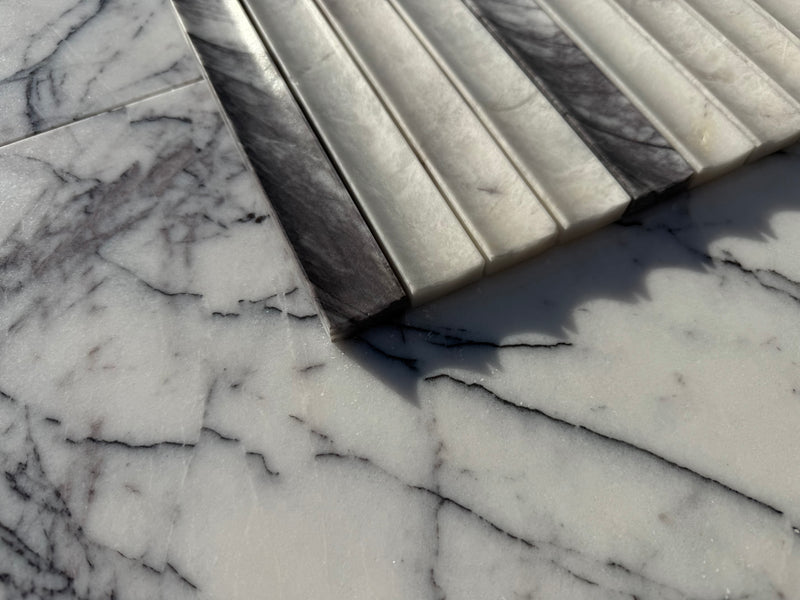 Lilac Marble Fluted Pattern Honed Mosaic