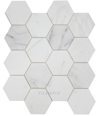 Hexagon Calacatta White 3 X Marble Mosaic