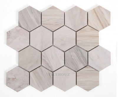 3 Hexagon Honed Eurasian Marble Mosaic