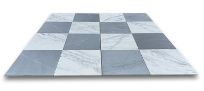 Checkerboard Marble Tile Bardiglio Imperiale & Asian Statuary