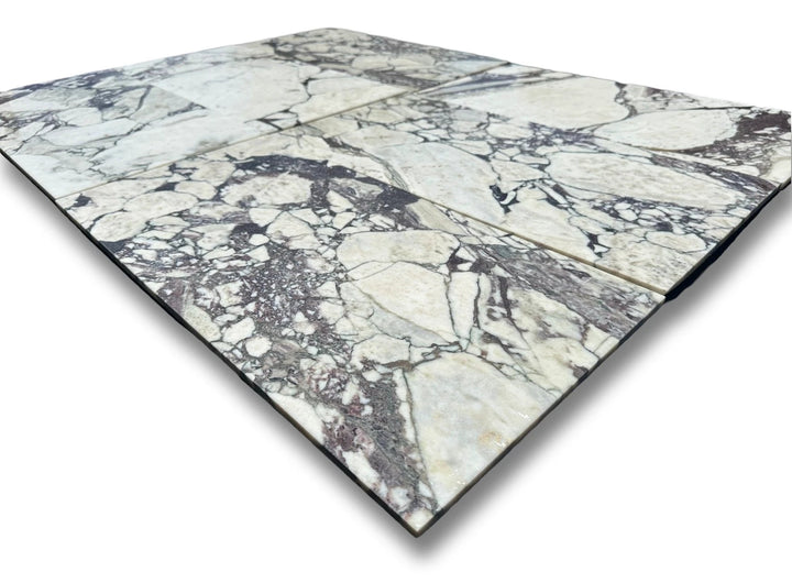 Calacatta Viola marble tile 12x24 set of 4 for wall &amp; ceiling, white with purple veining