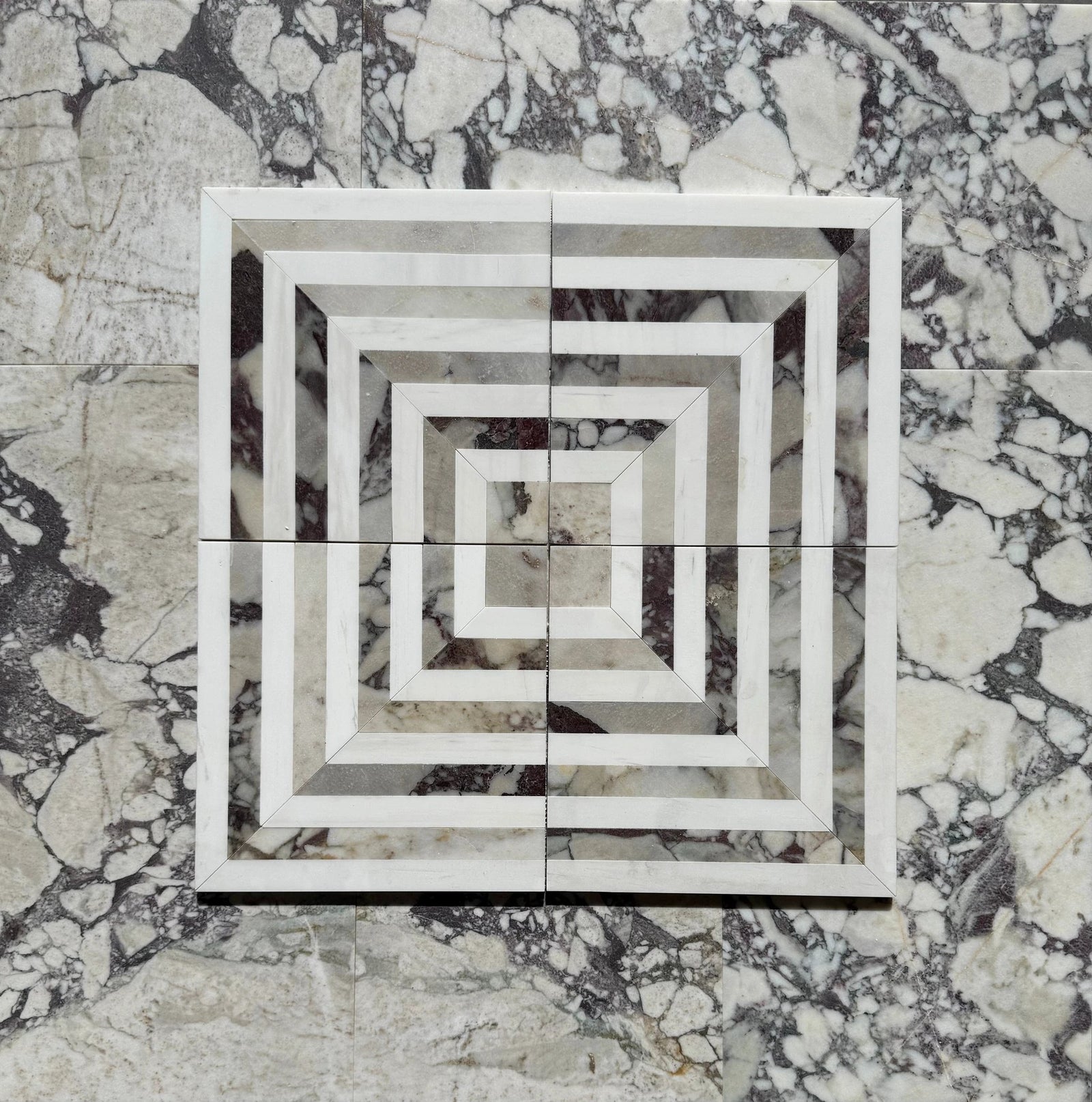 Calacatta Viola Marble Geometrica polished mosaic tile 4pc set by Tilehouz for walls