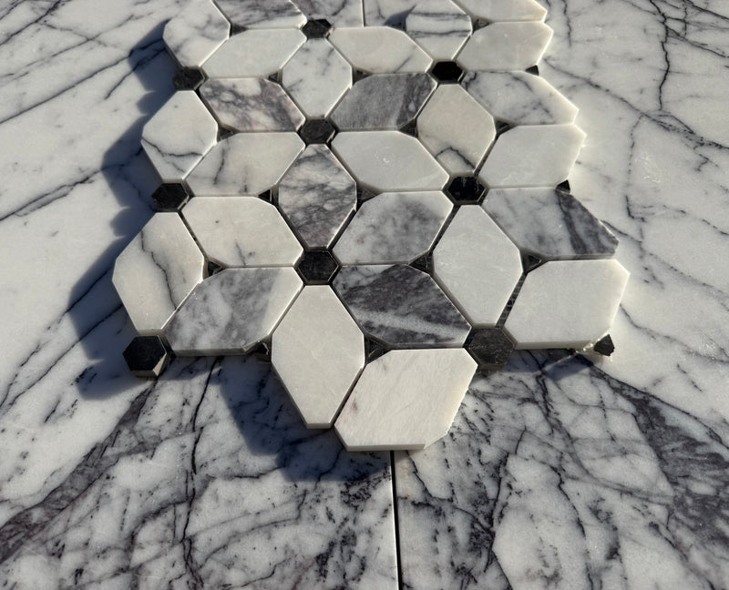 Lilac Marble Floral Pattern Polished Mosaic