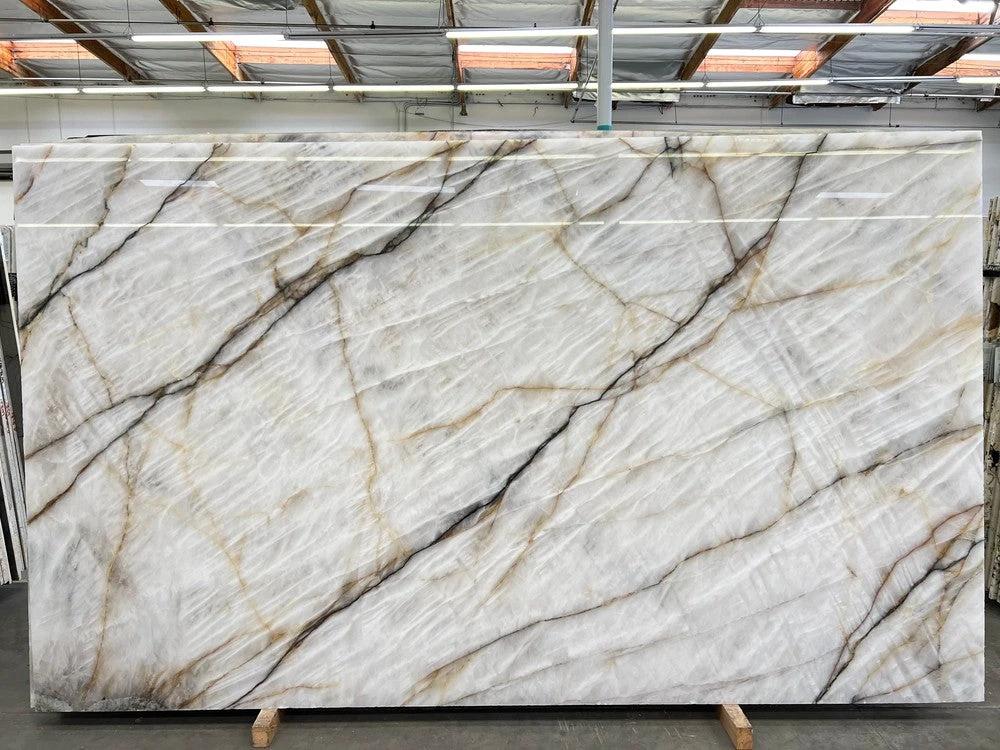 Cristallo Slab countertop by Tilehouz, Bianco Exotic 126x75, white/gray with dark veins, both-sides polished