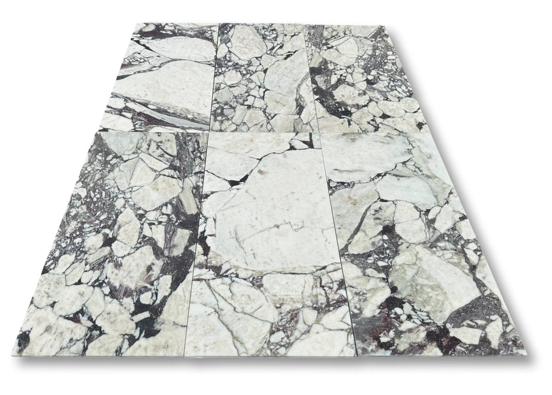 Calacatta Viola Marble Tile 12x24 set; white marble with bold gray veining for wall &amp; ceiling applications by Tilehouz