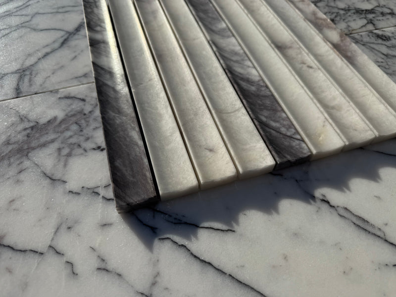 Lilac Marble Fluted Pattern Honed Mosaic
