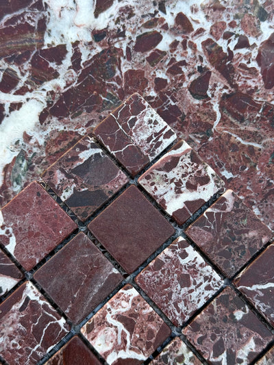 Rosso Levanto Marble 1 3/8 x 1 3/8 Square Mosaic-Tumbled