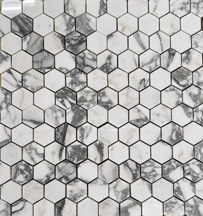 Arabescato Marble 2” Hexagon Mosaic (Custom Order)