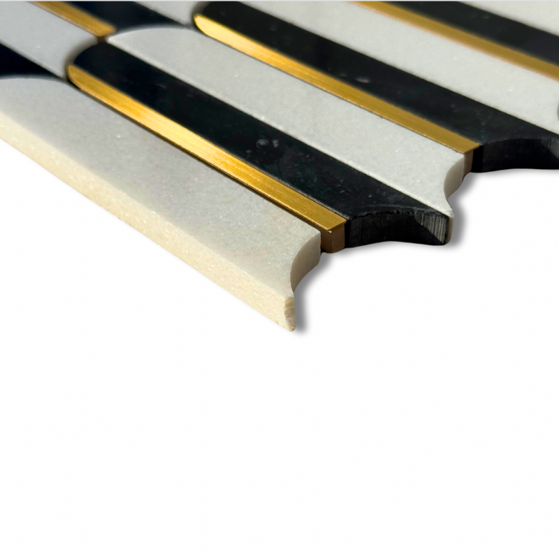 Piano Black Mosaic w/Brass Inlays