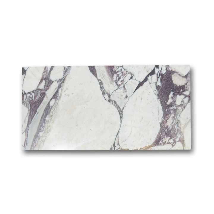 Calacatta Viola Marble Tile 12x24 by Tilehouz, white with lavender-gray veining.