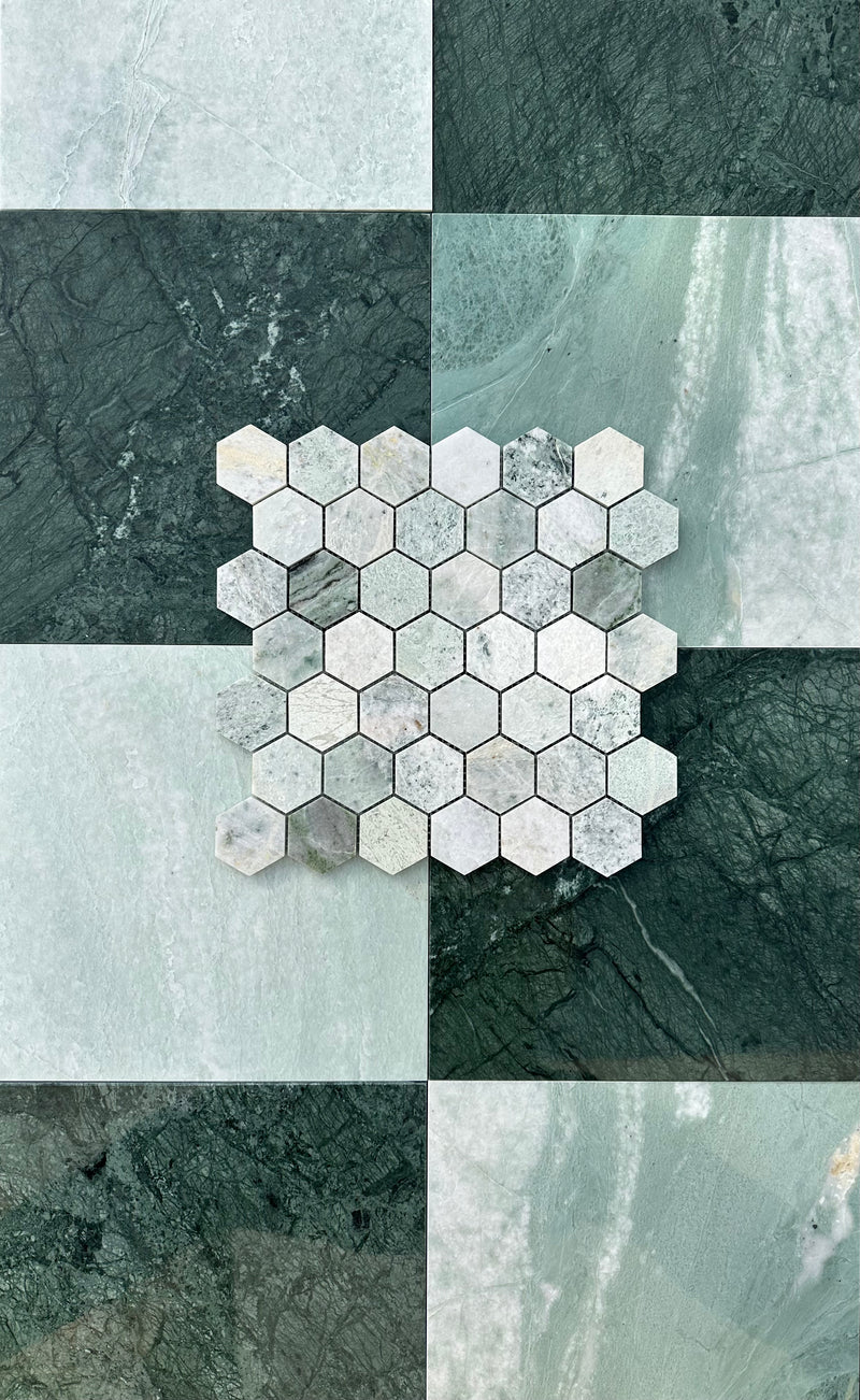 Ming Green Marble 2” Hexagon Mosaic