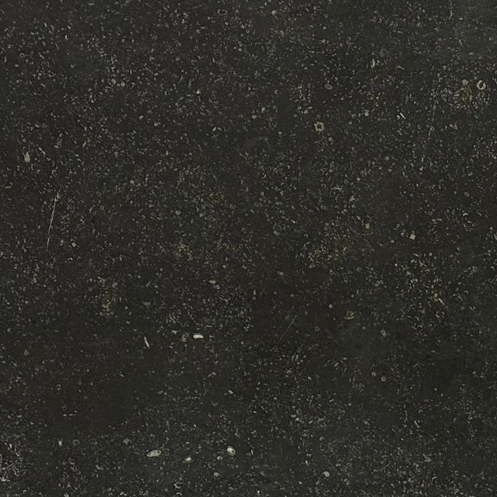 Pierre Bleu Belgian BlueStone limestone wall tile, 16x24, antiqued edge, dark speckled texture.