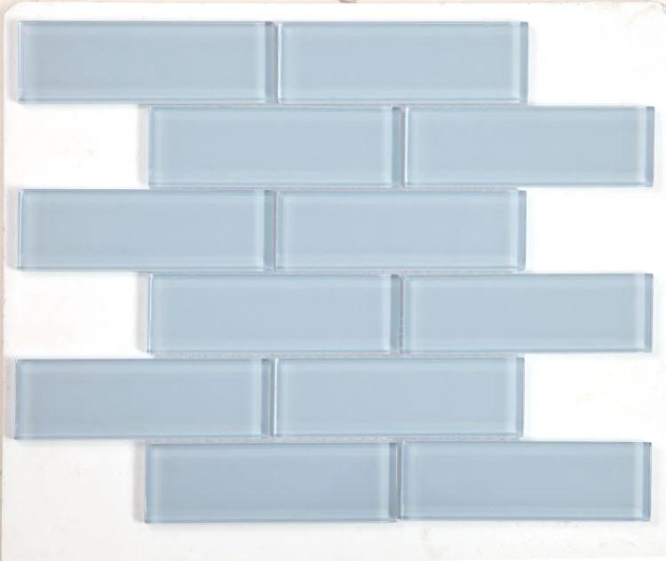 Casale Lucy Blue glass wall tile mosaic, 11.75 x 11.75, blue brick-style pattern by Tilehouz