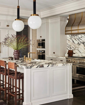 Italian Arabescato Marble Kitchen Countertop & Backsplash