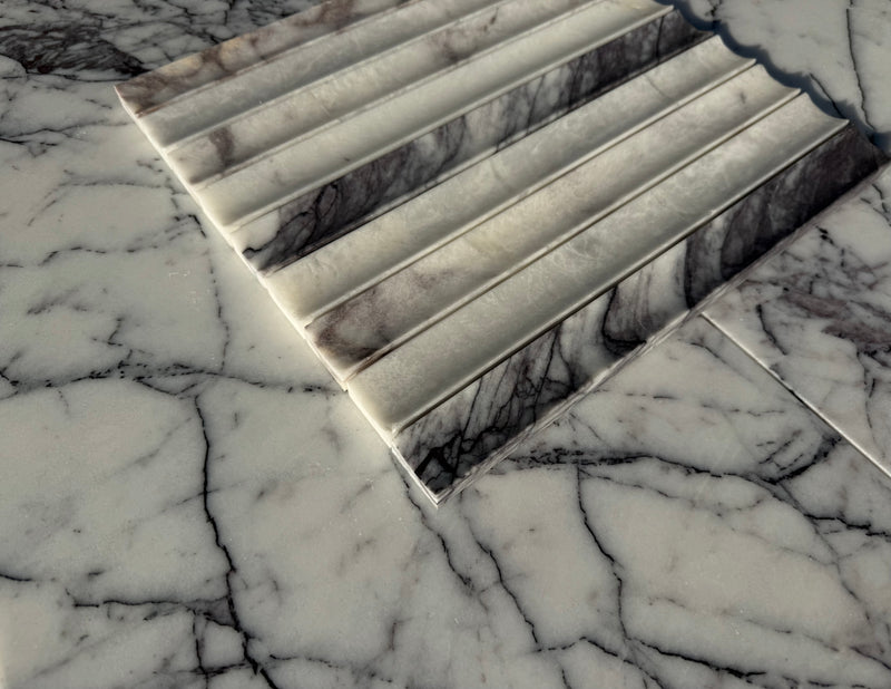 Lilac Marble Fluted Pattern Honed Mosaic