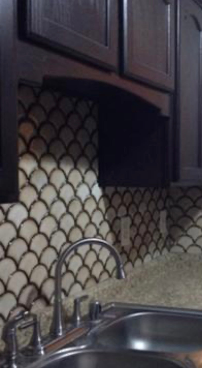 Allen + Roth Glossy Caramel Scallops Mosaic Wall Tile
