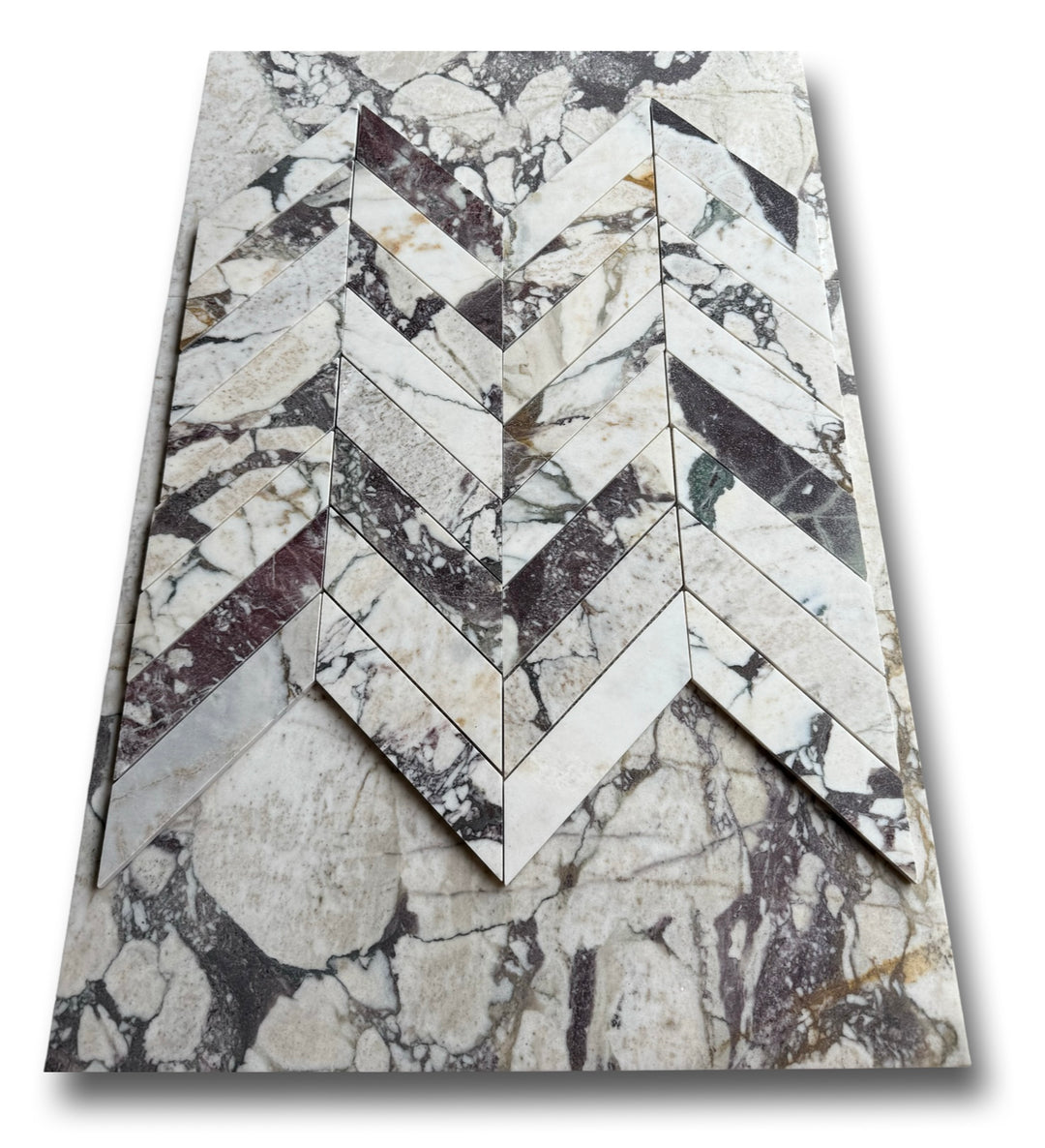 Calacatta Viola Marble 2x8 Chevron Mosaic – Tilehouz
