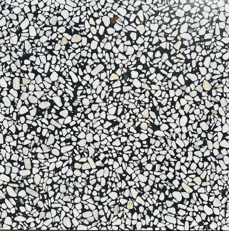 Terrazzo Arctic Black Polished Tile 24x24