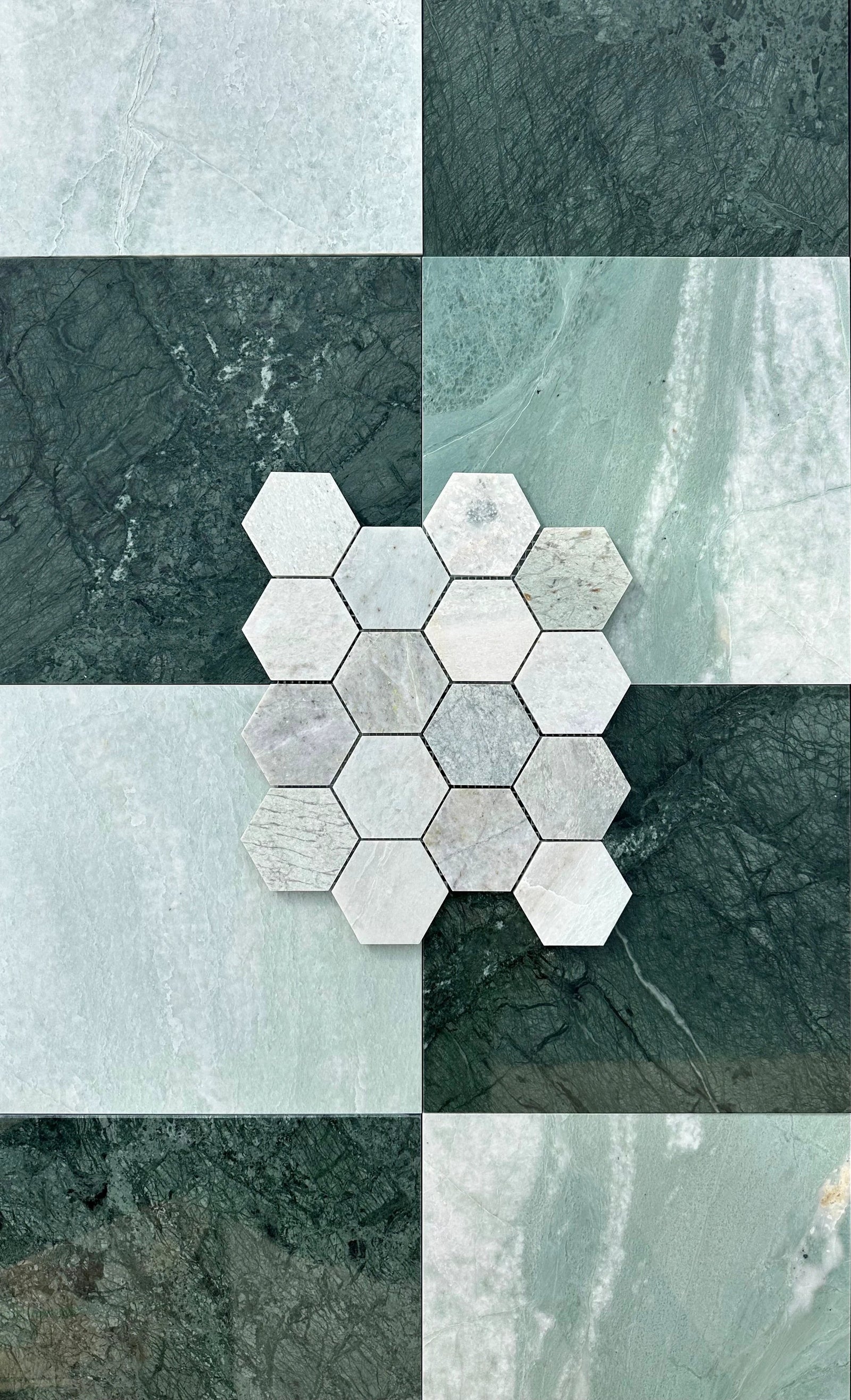 Ming Green Marble 3-inch Hexagon Mosaic wall tile by Tilehouz
