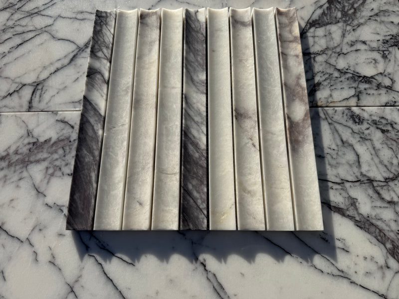 Lilac Marble Fluted Pattern Honed Mosaic