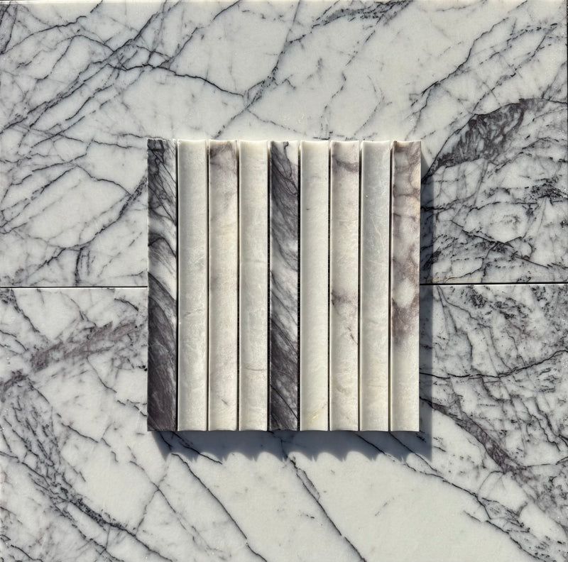 Lilac Marble Fluted Pattern Honed Mosaic