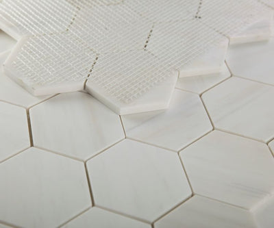 Bianco Dolomite 3” Hexagon Mosaic Polished/Honed (Premium)