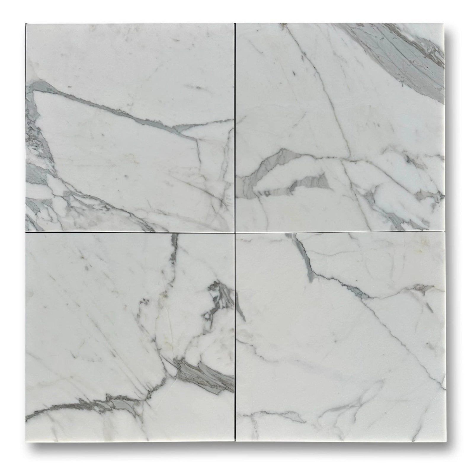 Statuario Premium Italian Marble 18x18 tile by Tilehouz, polished/honed finish, wall & ceiling tile, set of 4.