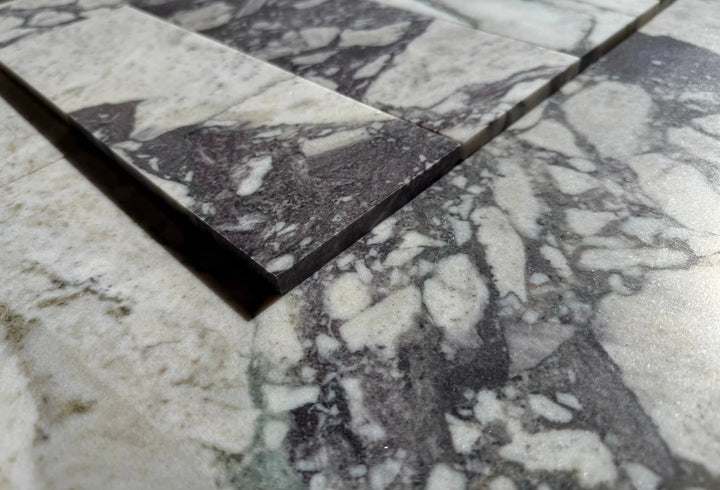 Calacatta Viola Marble Tile 4x12, purple-veined marble by Tilehouz