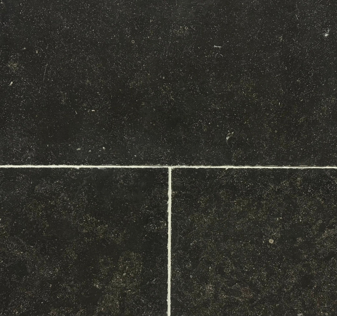Pierre Bleu Belgian BlueStone limestone wall tile, 16x24, antiqued edge, dark with speckles