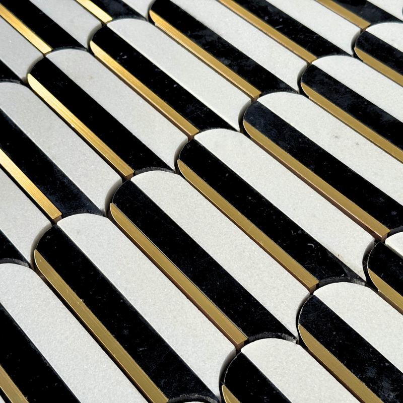 Piano Black Mosaic w/Brass Inlays
