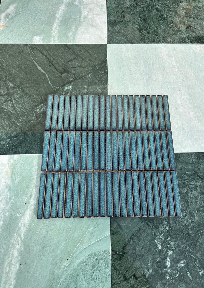 Hulu Turquoise Band 11 x 11.5 Porcelain Mosaic Tile
