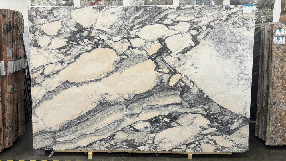 Marble Calacatta Viola Antico extra-honed slab by Tilehouz, 117x76 countertop with gray veining