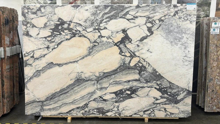 Marble Calacatta Viola Antico extra-honed slab by Tilehouz, 117x76 countertop with gray veining