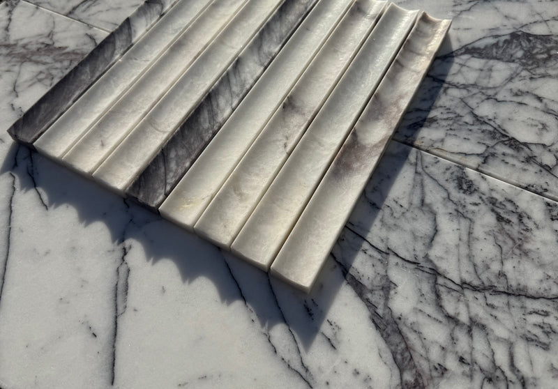 Lilac Marble Fluted Pattern Honed Mosaic