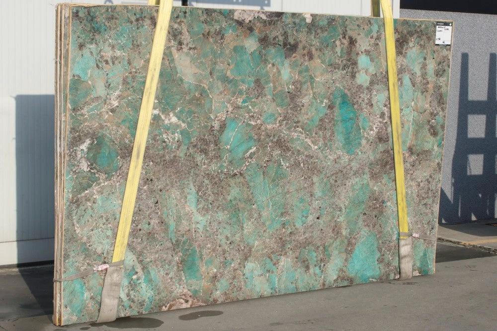 Granite Amazonite extra polished slab, turquoise-green with brown veining, 126 x 78, 3/4 in, Tilehouz countertop